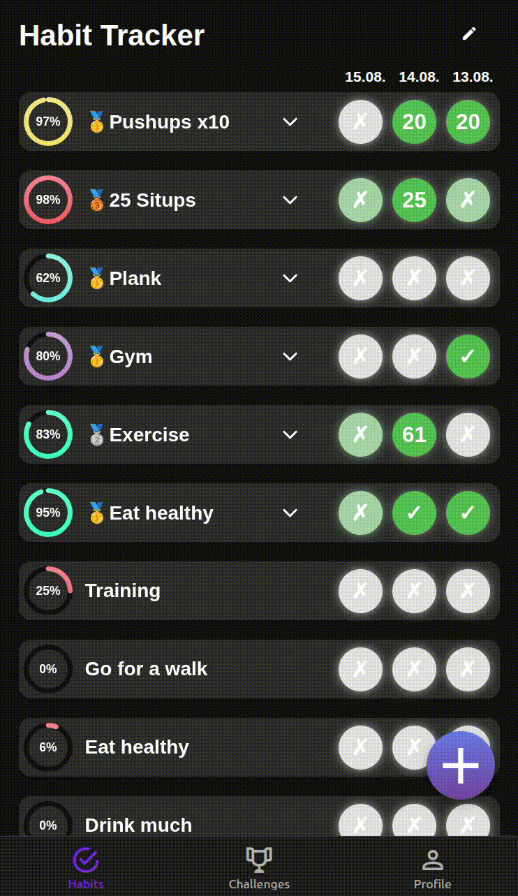Habit tracking preview